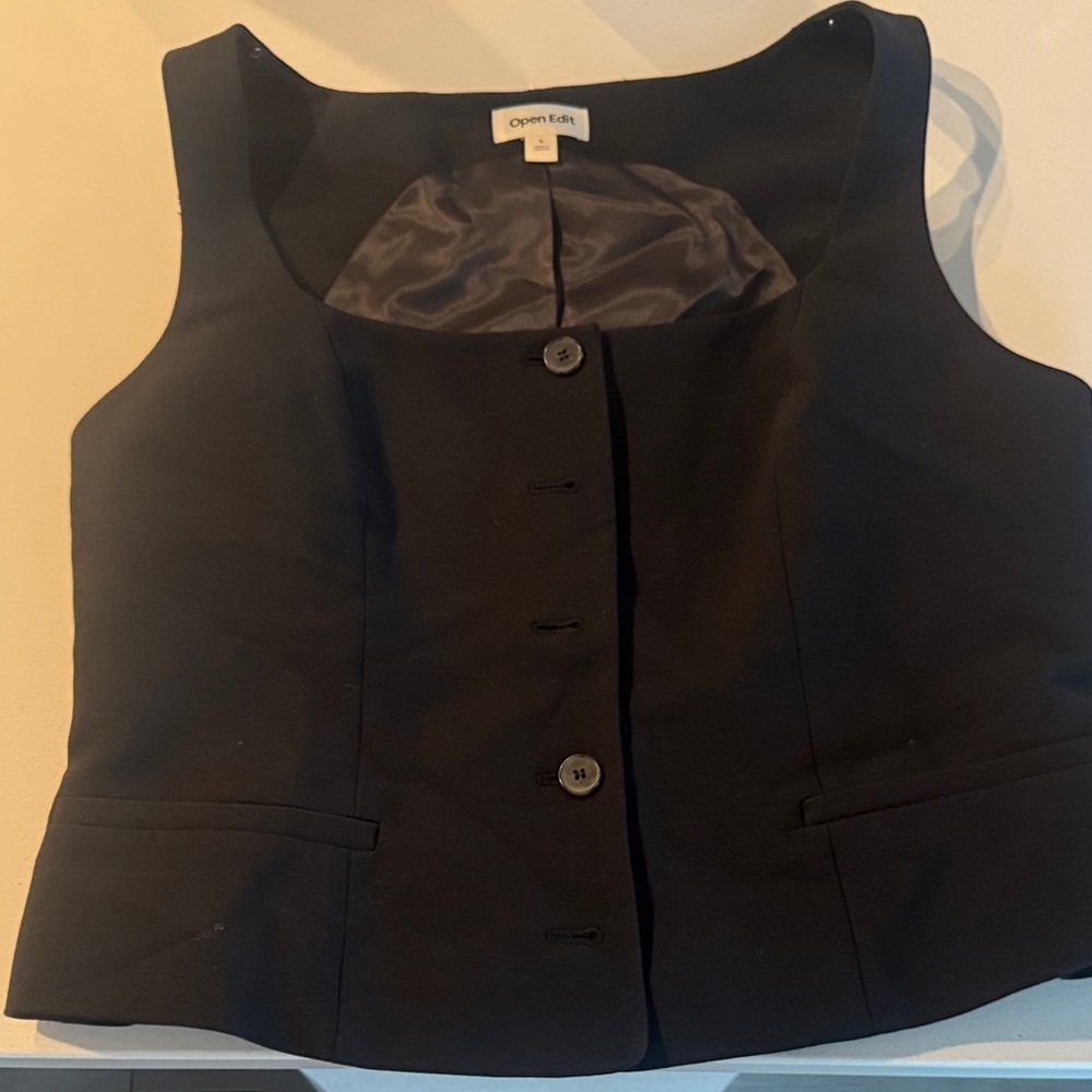 Open Edit Black Tailored Sleeveless Vest